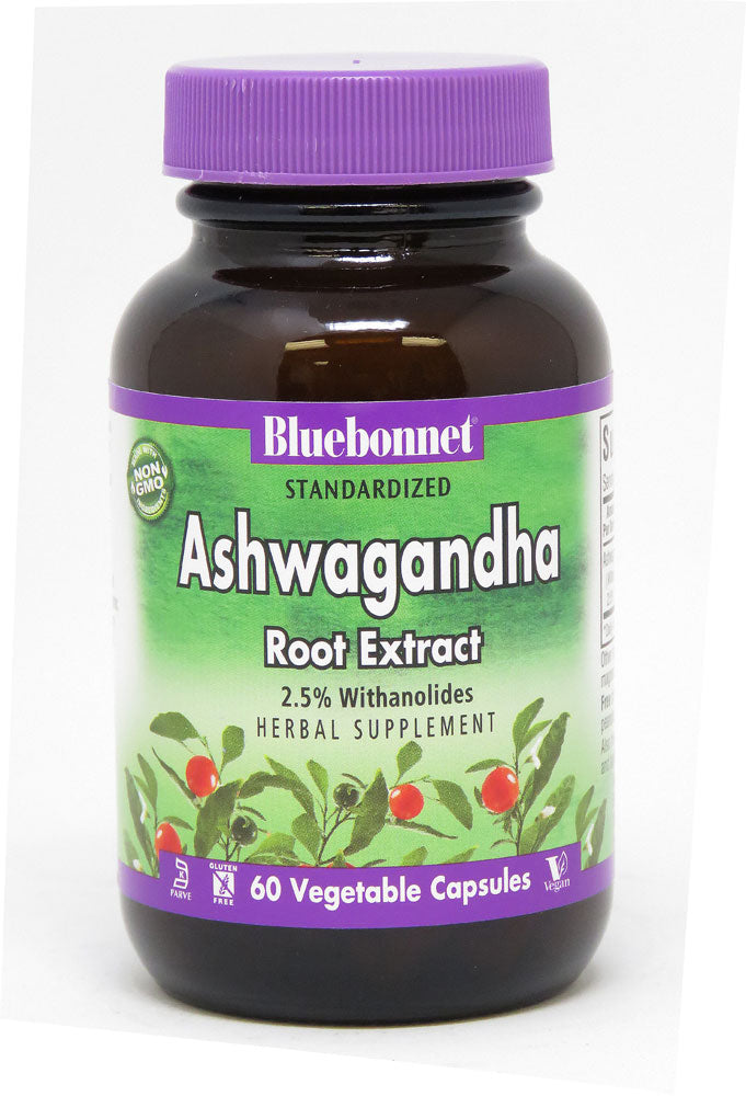 Bluebonnet Nutrition Ashwagandha Root Extract -- 60 Vegetable Capsules