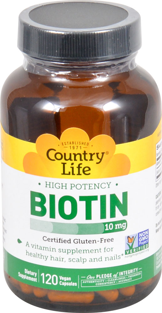 Country Life Biotin, High Potency, 10 Mg, 120 Vegan Caps