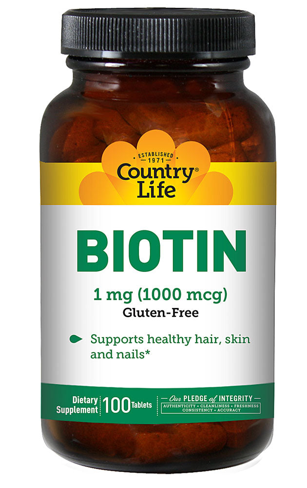 Country Life High Potency Biotin -- 1000 Mcg - 100 Tablets