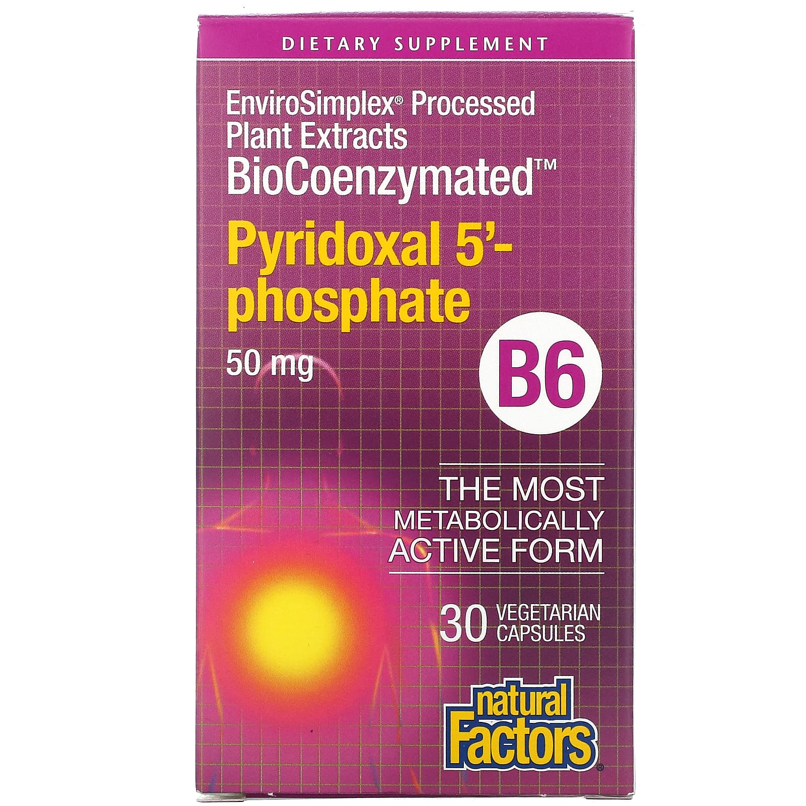 Natural Factors Biocoenzymated Pyridoxal 5'-Phosphate 50 Mg, 30 Vegetarian Capsules