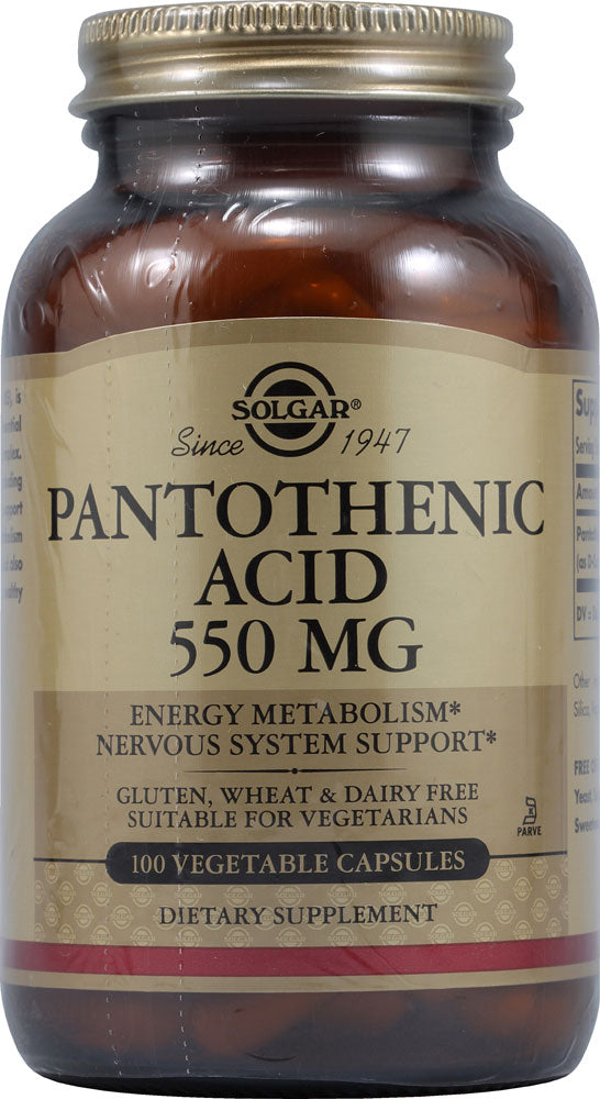 Solgar Pantothenic Acid 550 Mg, 100 Vegetable Capsules