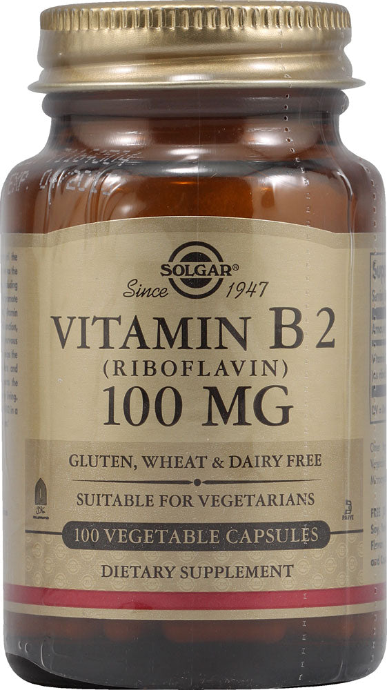 Solgar Vitamin B2 Riboflavin Vegetable Capsules, 100 Mg