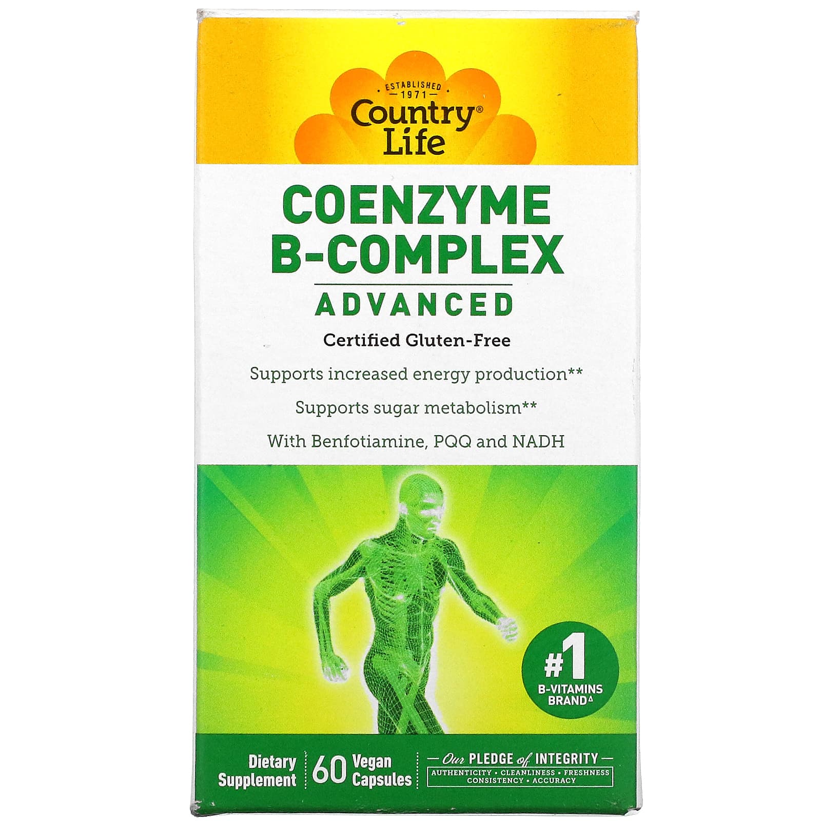 Country Life Coenzyme B Complex Advanced, 60 Vegan Capsules