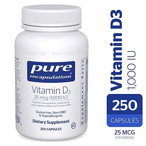 Pure Encapsulations Vitamin D3 25 Mcg 1, 000 IU, 250 Capsules