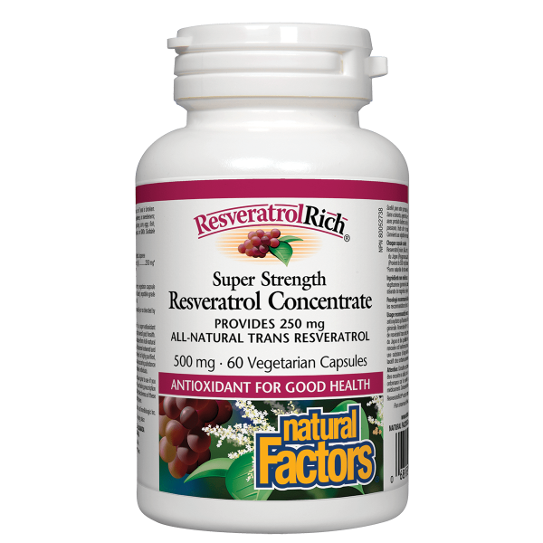 Natural Factors Resveratrolrich Super Strength 500 Mg, 60 Capsules