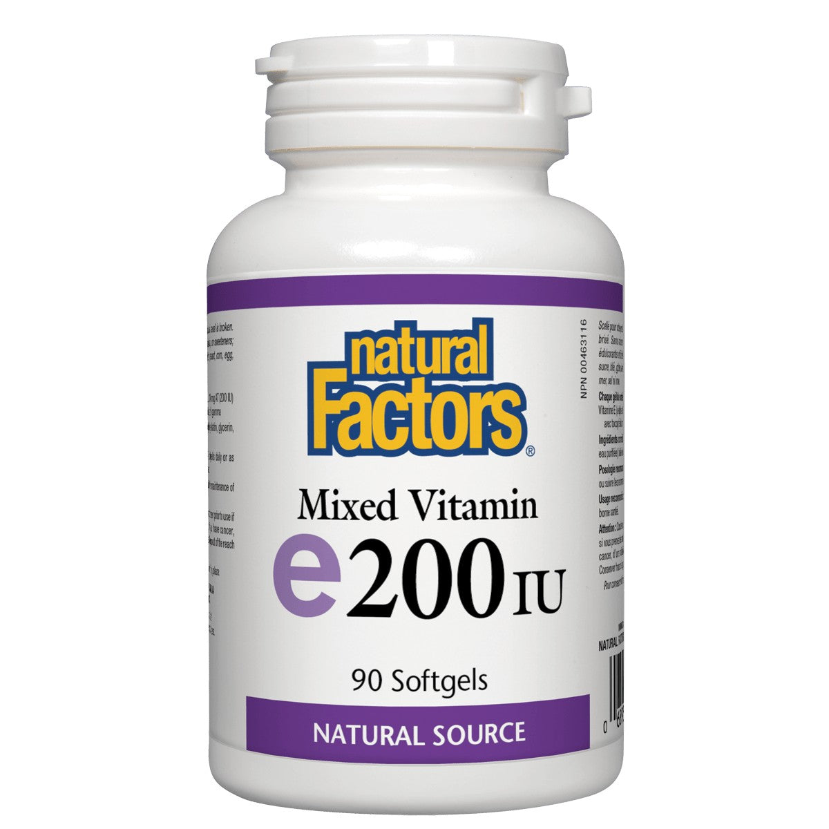 Natural Factors Vitamin E Mixed 200 IU, Antioxidant Support For Cellular Integrity, 90 Soft Gels
