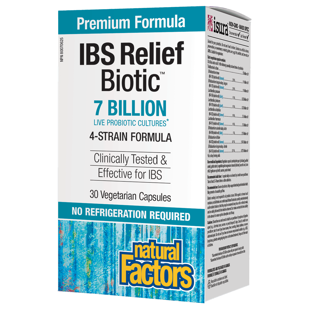 Natural Factors Premium Formula IBS ReliefBiotic 7 Billion Active Cells 30 Vegetarian Capsules