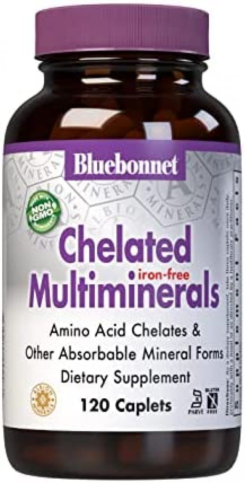 Bluebonnet Nutrition Chelated Multi Minerals, Iron Free, 120 Caplets