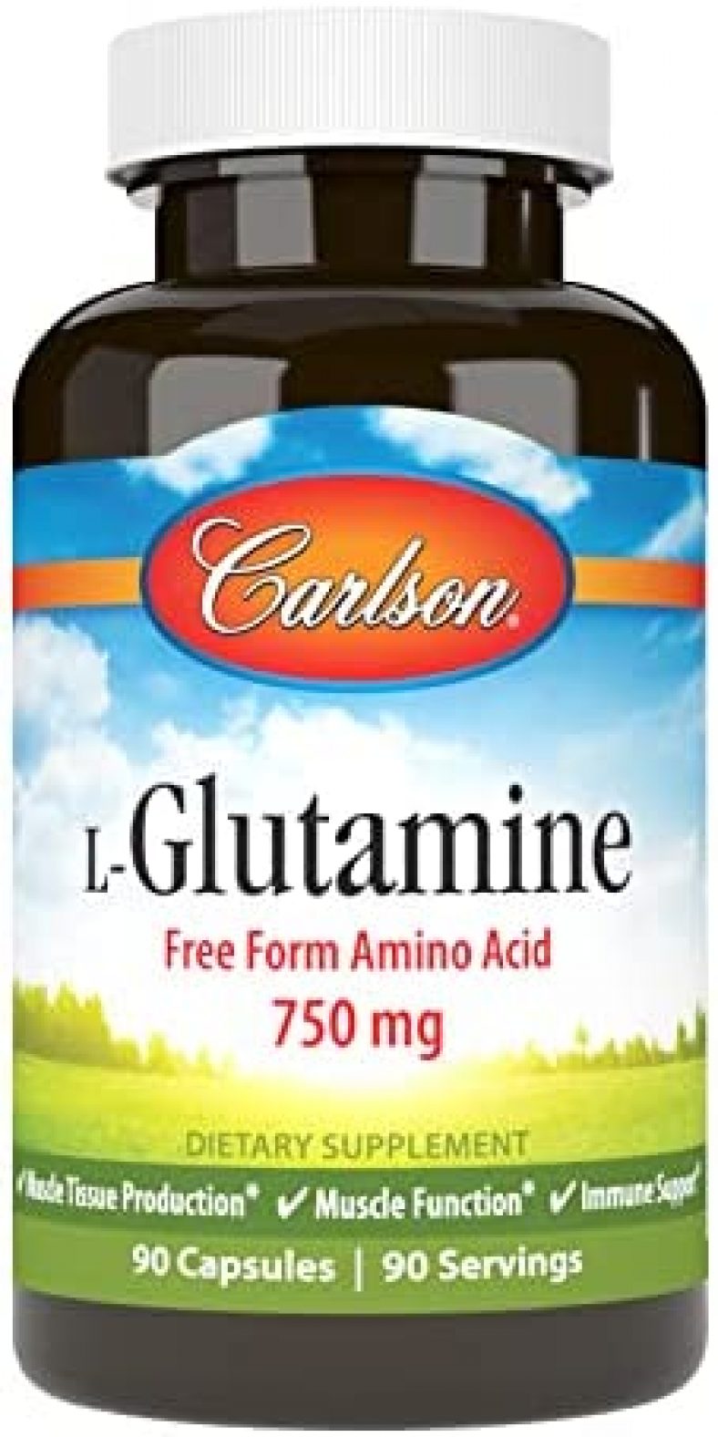 Carlson Labs L-Glutamine, Free-Form Amino Acid, 750 Mg, Muscle Tissu