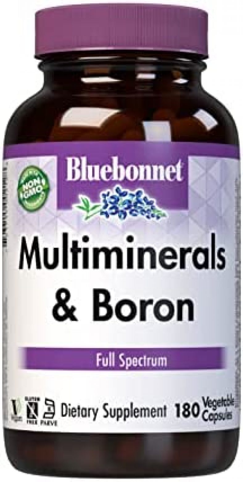 Bluebonnet Nutrition Multi Minerals Plus Boron Vegetarian Capsules 180 Count White