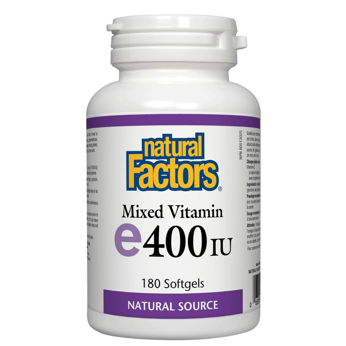 Natural Factors Mixed Tocopherol Vitamin E 400 IU 90 Softgels