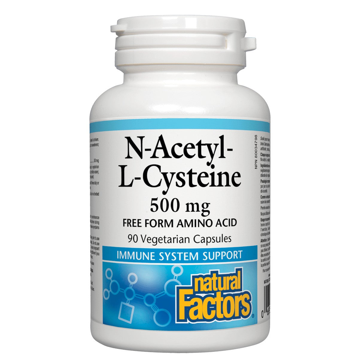 Natural Factors NAC N-Acetyl-L Cysteine, 500 Mg, 90 Vegetarian Capsules
