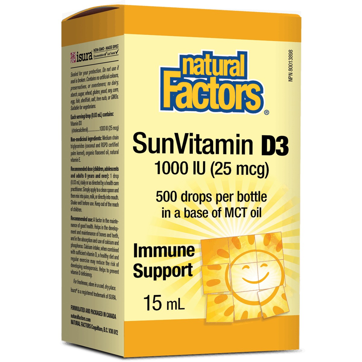 Natural Factors Vitamin D3 Drops 25 Mcg 1, 000 IU, 5.3 Oz