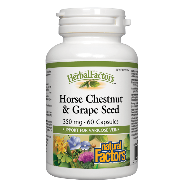 Natural Factors Horse Chestnut With Grape Seed Extract, 350 Mg, 60 Capsules