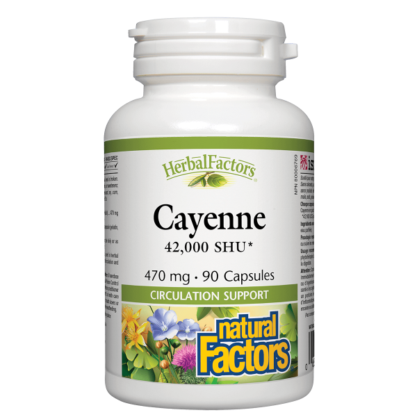 Natural Factors Cayenne 42, 000 HU 470mg, 90 Capsules