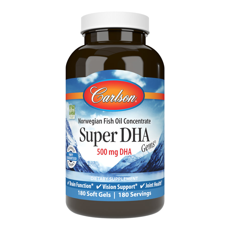 Carlson Labs Super-DHA Gems, 500 Mg, 180 Soft Gels, From Laboratories