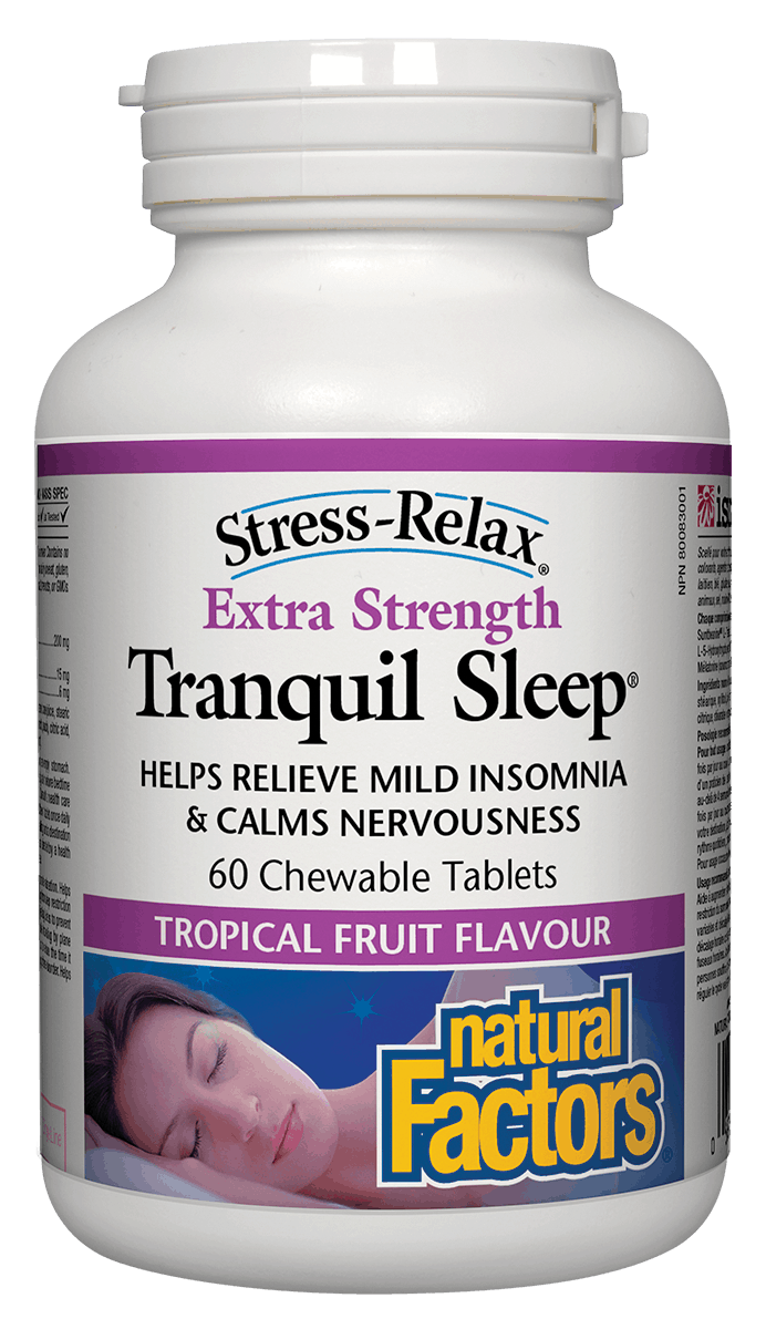 Natural Factors Stress-Relax, Extra Strength Tranquil Sleep, 60 Chewable Tablets