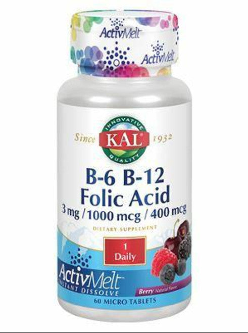 Kal B-6 B-12 Folic Acid, Berry, 60 Micro Tablets