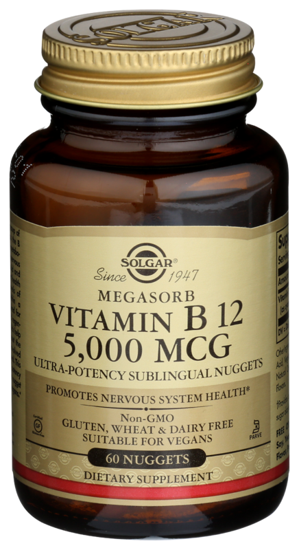 Solgar Vitamin B12, 5000 Mcg, 60 Nuggets