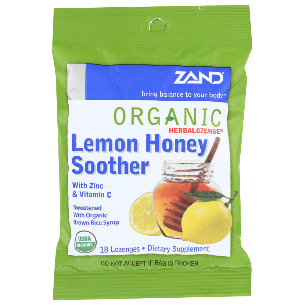 Zand Naturals, Organic Lemon Honey, 18 Throat Lozenges