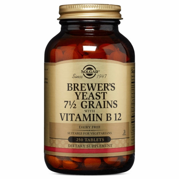 Solgar Brewer's Yeast, 7 1/2 Grains With Vitamin B12, 250 Tablets