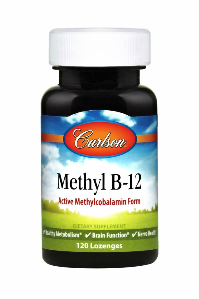 Carlson Labs Methyl B-12, Active Methylcobalamin Form, Supports Healthy Metabolism & Brain Function, 120 Lozenges
