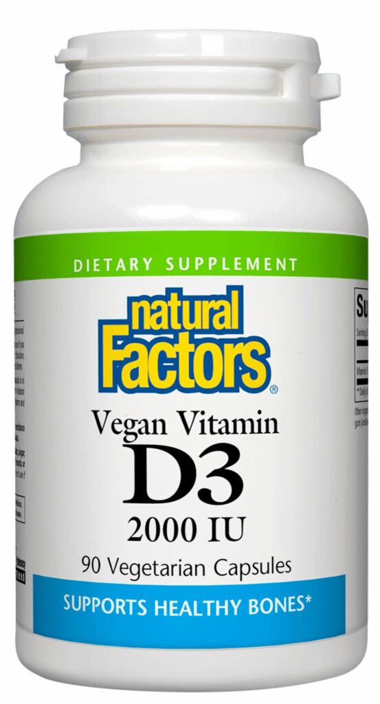 Natural Factors Vegan Vitamin D3 50 Mcg (2000 IU), Supports Bone And Immune Health, 90 Capsules