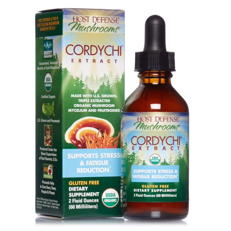 Host Defense, CordyChi Extract, Helps Reduce Stress And Fatigue, Mushroom Supplement With Cordyceps And Reish, Vegan, Organic, 2 Oz (60 Servings) 2 Fl Oz