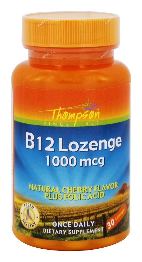 Thompson B12 Lozenge, Natural Cherry Flavor, 1000 Mcg, 30 Lozenges, From Nutritional