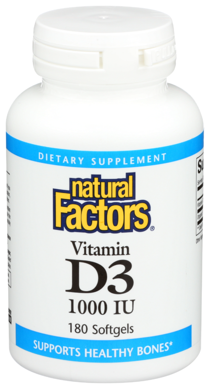 Natural Factors Vitamin D3 25 Mcg 1, 000 IU, 180 Softgels