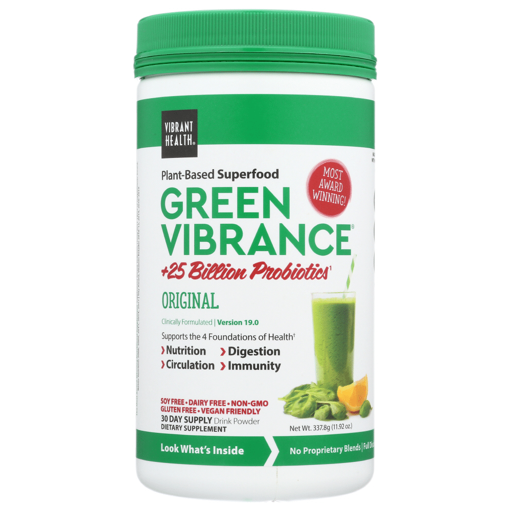 Vibrant Health Green Vibrance Plant Based Superfood Original 30 Days Drink Powder, 11.92 Ounce