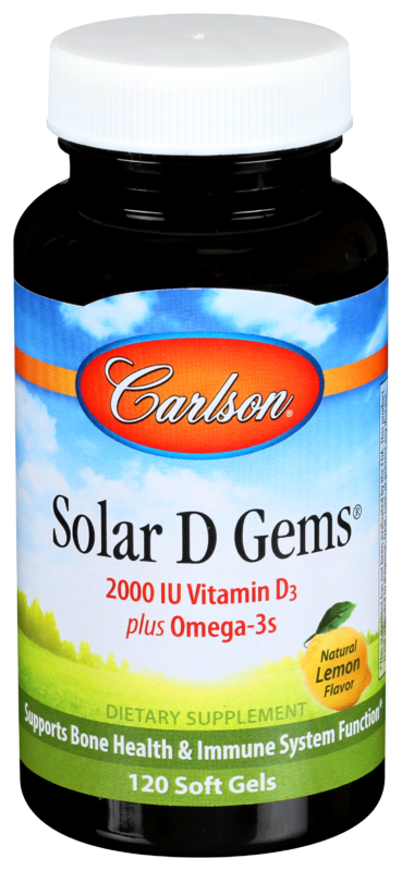 Carlson Labs Solar D Gems, Vitamin D3 2000 IU Soft Gels