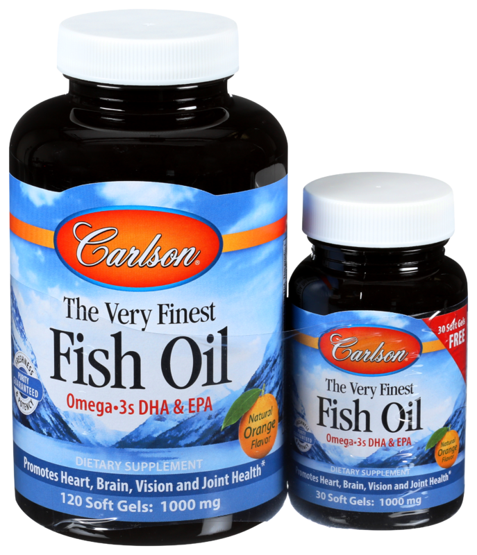 Carlson Labs The Very Finest Fish Oil, Orange Flavor, 1000 Mg, 2 Bottles, 120+30 Soft Gels, From Laboratories