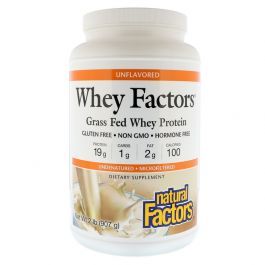 Natural Factors Whey Grass Fed Whey Protein Powder, Unflavored, 2 Lbs