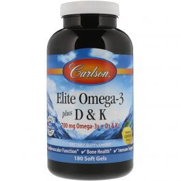 Carlson Labs Elite Omega-3 + D & K, 180 Softgels