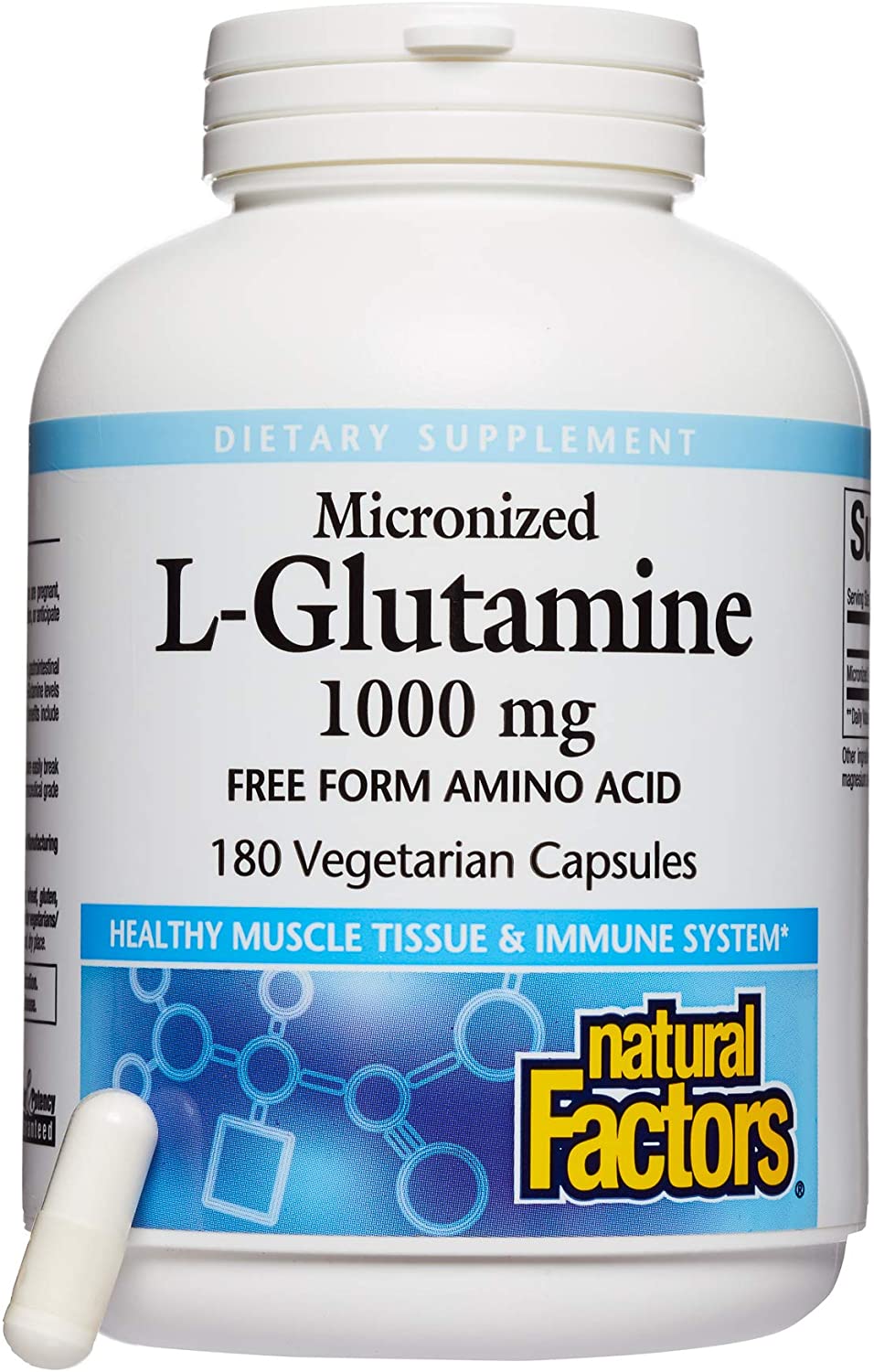 Natural Factors Micronized L-Glutamine 1, 000 Mg, 180 Capsules