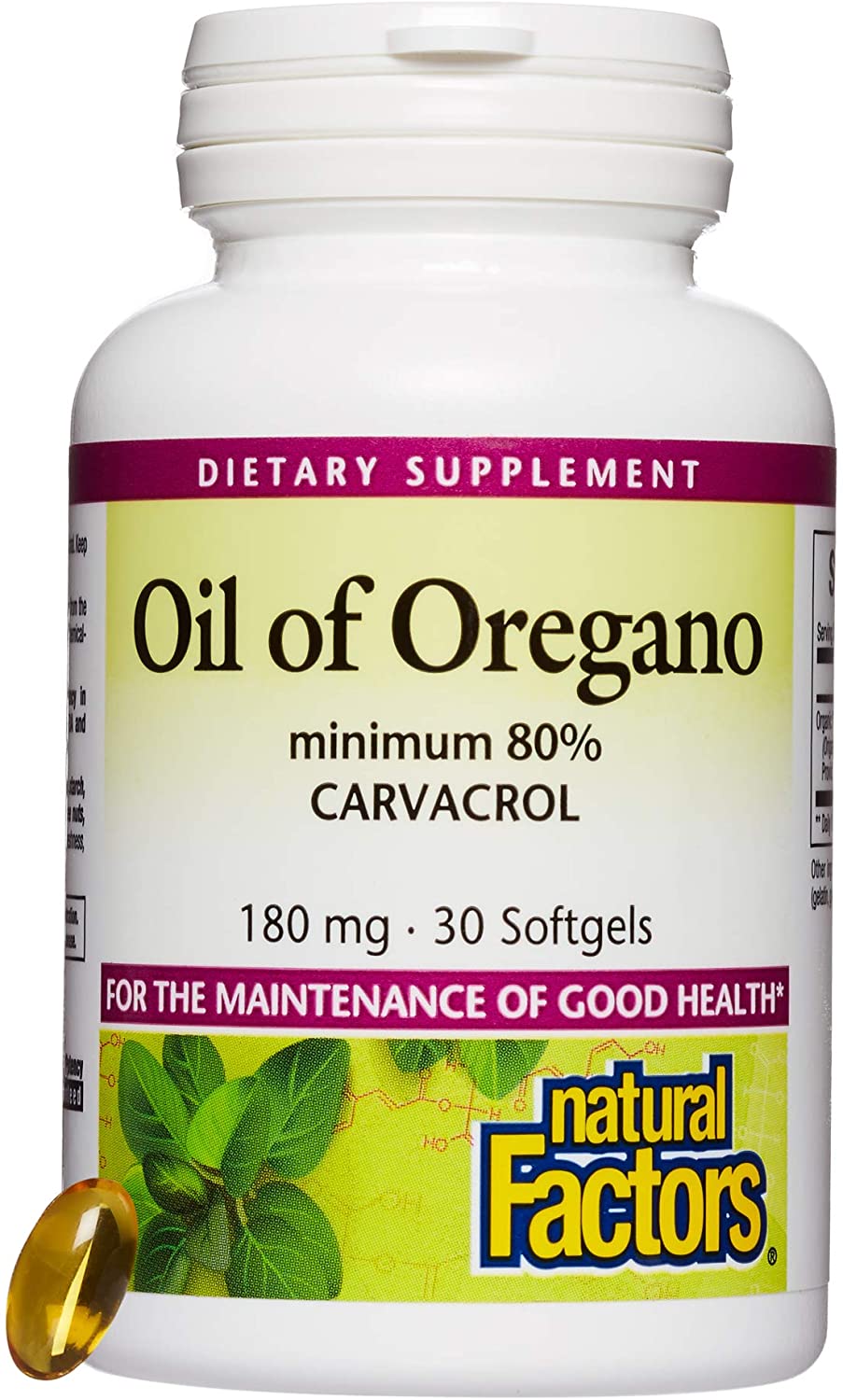 Natural Factors Oil Of Oregano 180 Mg, 30 Softgels