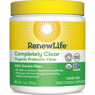 Renew Life RenewLife Organic Completely Clear Flavor Free Prebiotic Fiber Powder, 7 Ounce