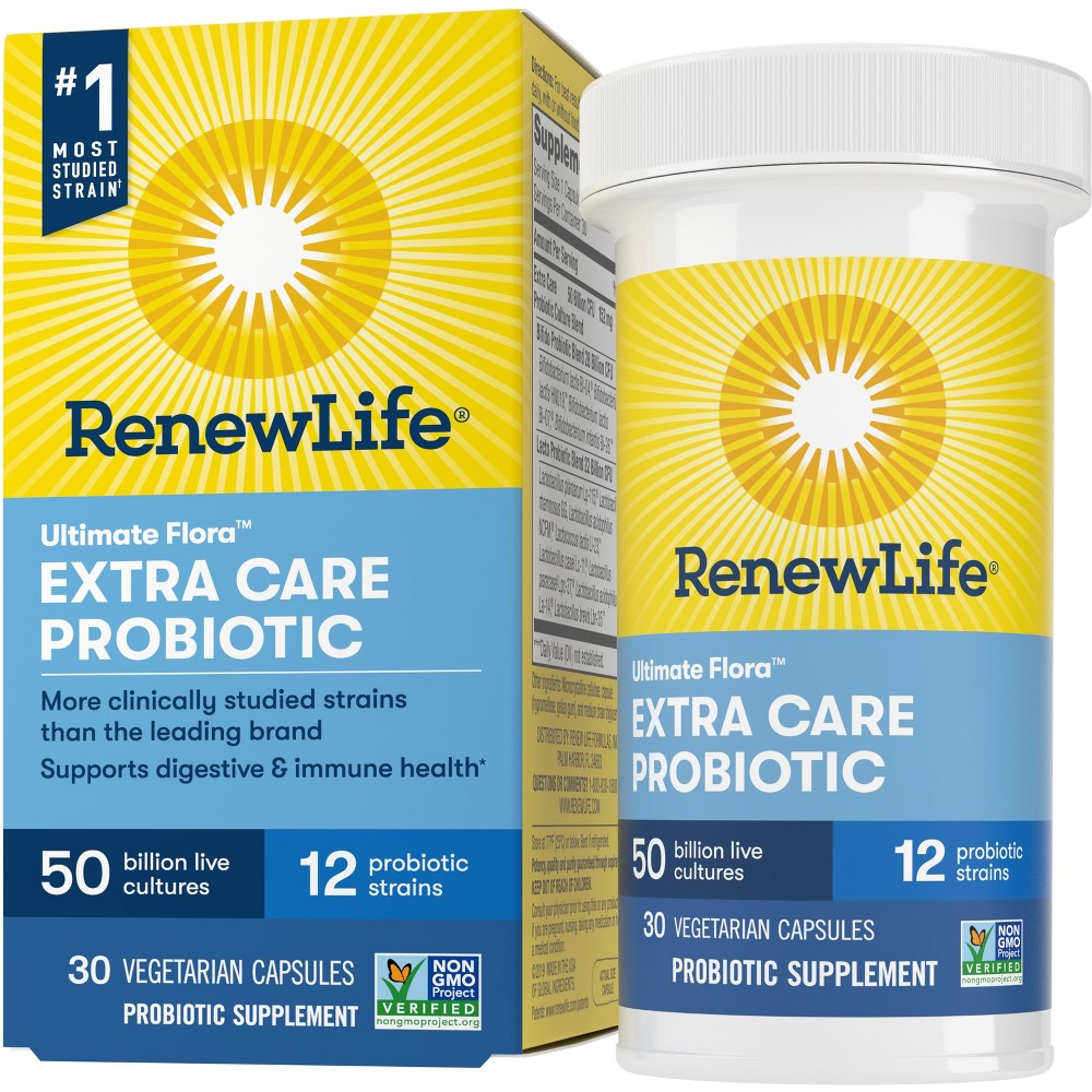 Renew Life Re Ultimate Flora Adult Extra Care Probiotic, 50 Billion CFU, 30 Capsules