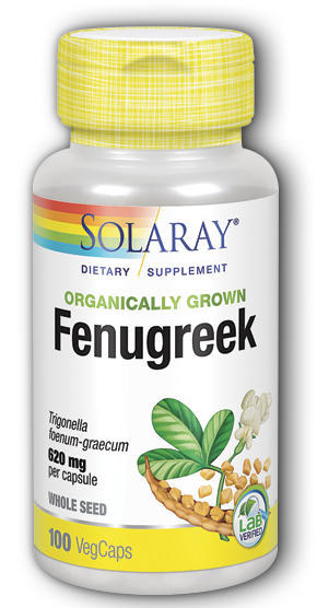 Solaray Organically Grown Fenugreek -- 100 Vegetarian Capsules