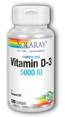 Solaray Super Bio Vitamin D3 125 Mcg (5000 IU) In Coconut Oil