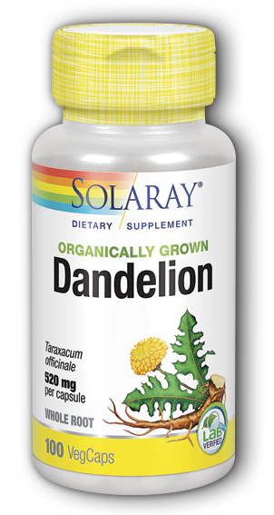 Solaray Dandelion Root Organic 520 Mg, 100 VegCaps