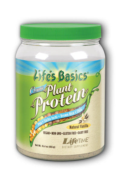 LifeTime Vitamins Life's Basic Plant Protein Powder Organic Natual Vanilla