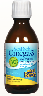 Natural Factors SeaRich Omega-3 With Vitamin D3 Liquid Lemon Meringue