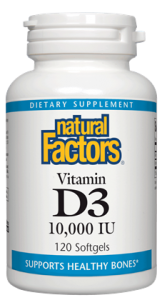Natural Factors Vitamin D3 250 Mcg 10, 000 IU, 120 Softgels