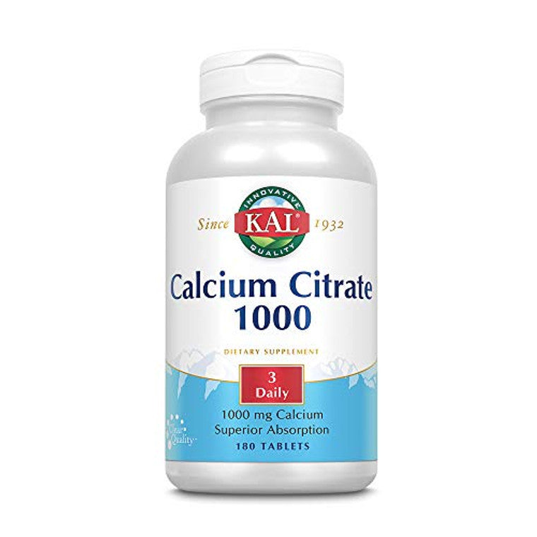 Kal Calcium Citrate 1000, 1000 Mg, 180 Tablets