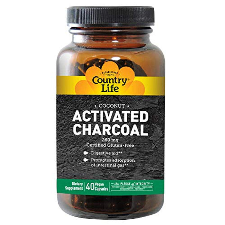 Country Life Natural Activated Charcoal, 260 Mg - 40 Gluten Free Capsules