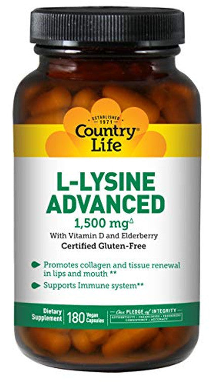 Country Life L- Lysine Advanced, 180 Vegan Capsules