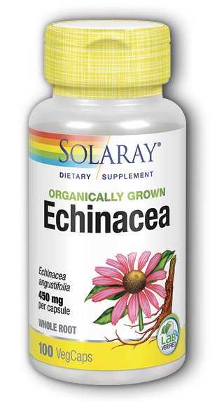 Solaray Organically Grown Echinacea, 450 Mg, 100 VegCaps
