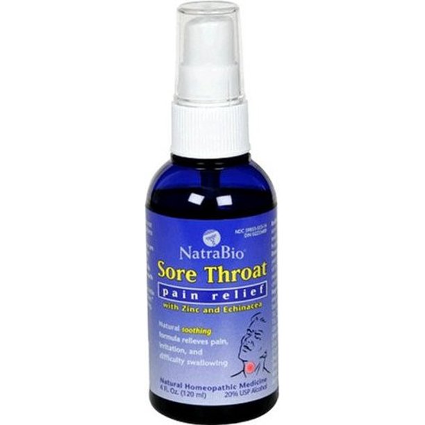 NatraBio 82100 4 Fluid Ounces Liquid Sore Throat Pain Relief Spray